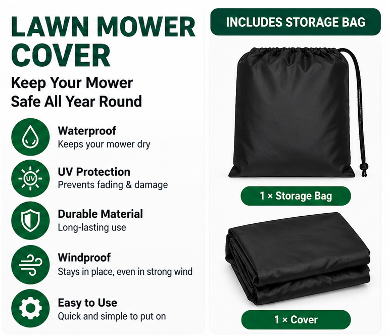 Universal Waterproof 420D Heavy Duty Riding Lawn Mower Cover (Up to 54"